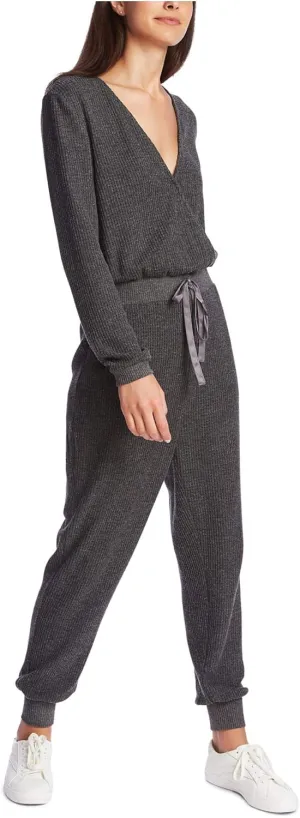 1.STATE Women's Pull on Waffle Knit Jumpsuit Gray Size Medium