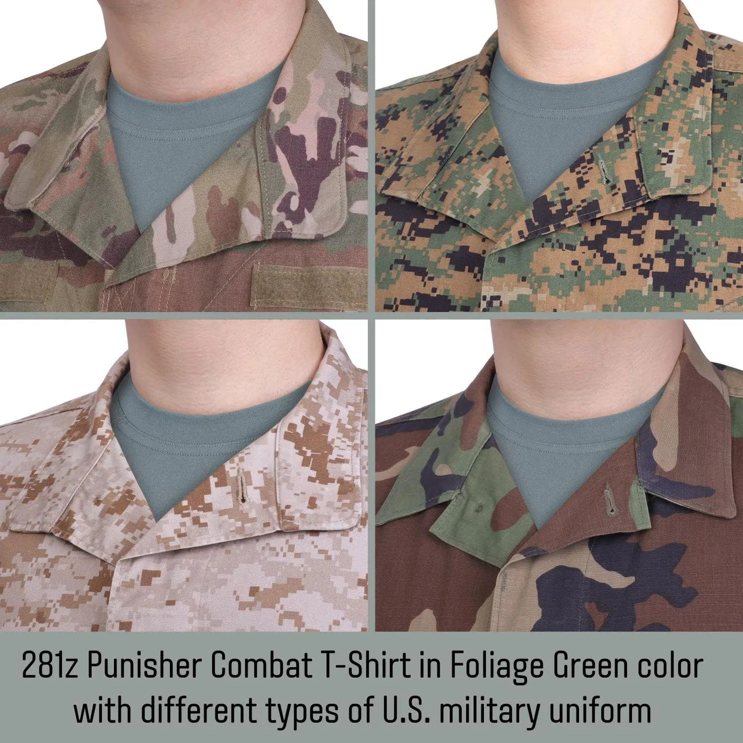 281Z Mens Military Stretch Cotton Long Sleeve T-Shirt - Tactical Hiking Outdoor Undershirt - Punisher Combat Line