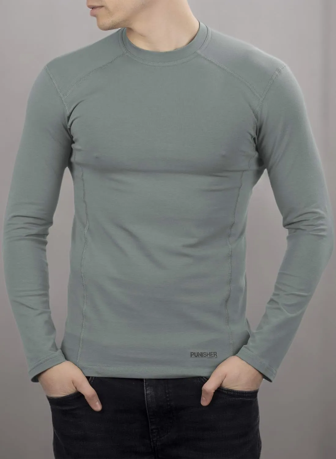 281Z Mens Military Stretch Cotton Long Sleeve T-Shirt - Tactical Hiking Outdoor Undershirt - Punisher Combat Line