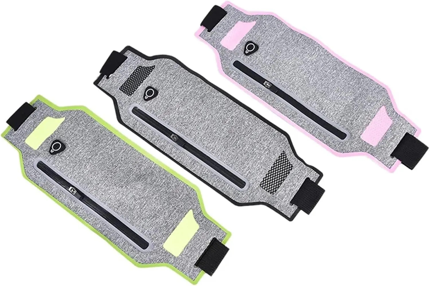 2PCS Ultra-thin Waist Pouch Wallet Belt Bags Fashion Running Sport Bum Bag Pack Travel Belly Waist Money Belt For Fitness and Running(GRAY)