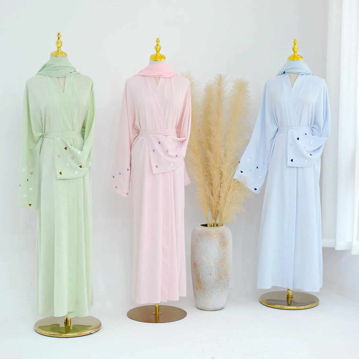 Abayas for Women Muslim Islamic Dubai Cardigan Open Front Chiffon Dress Long Sleeve Maxi Abaya Long Kaftan Robe