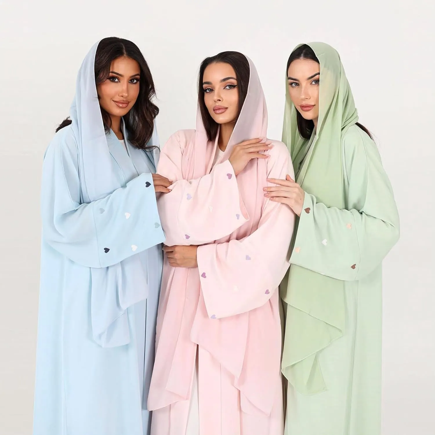Abayas for Women Muslim Islamic Dubai Cardigan Open Front Chiffon Dress Long Sleeve Maxi Abaya Long Kaftan Robe