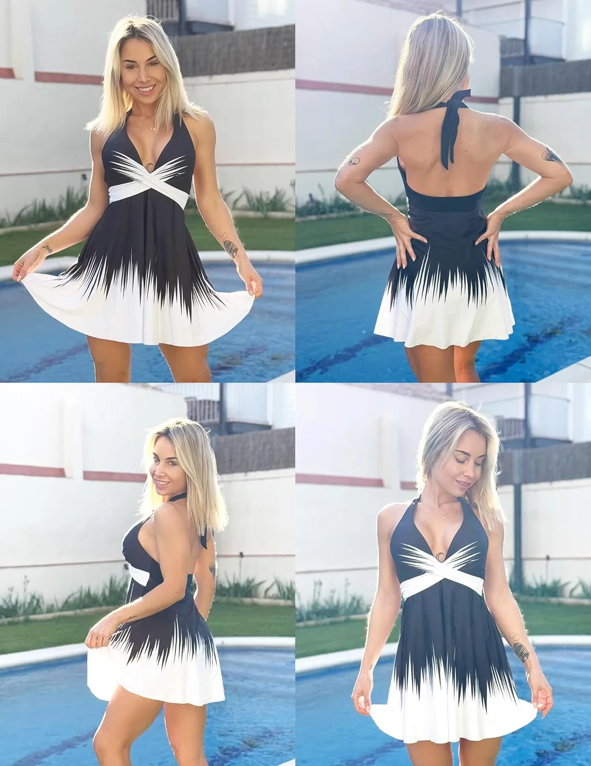 AI'MAGE One Piece Swim Dress 2025 Tummy Control Swimsuits for Women Cutout Halter Swimwear Modest Bathing Suits