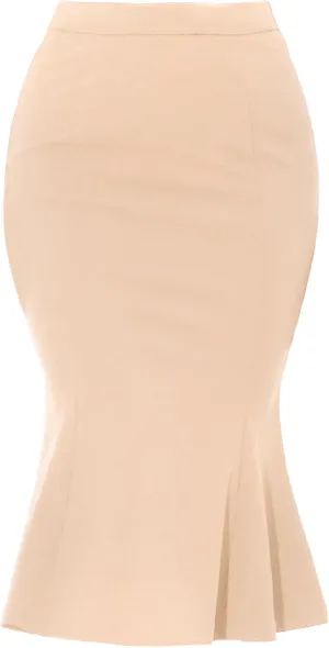Allegra K Women's Bodycon Skirt High Waist Ruffle Hem Fishtail Mermaid Midi Skirt