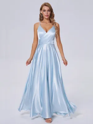 Ana Flowy Straps Soft Satin Long Bridesmaid Dresses