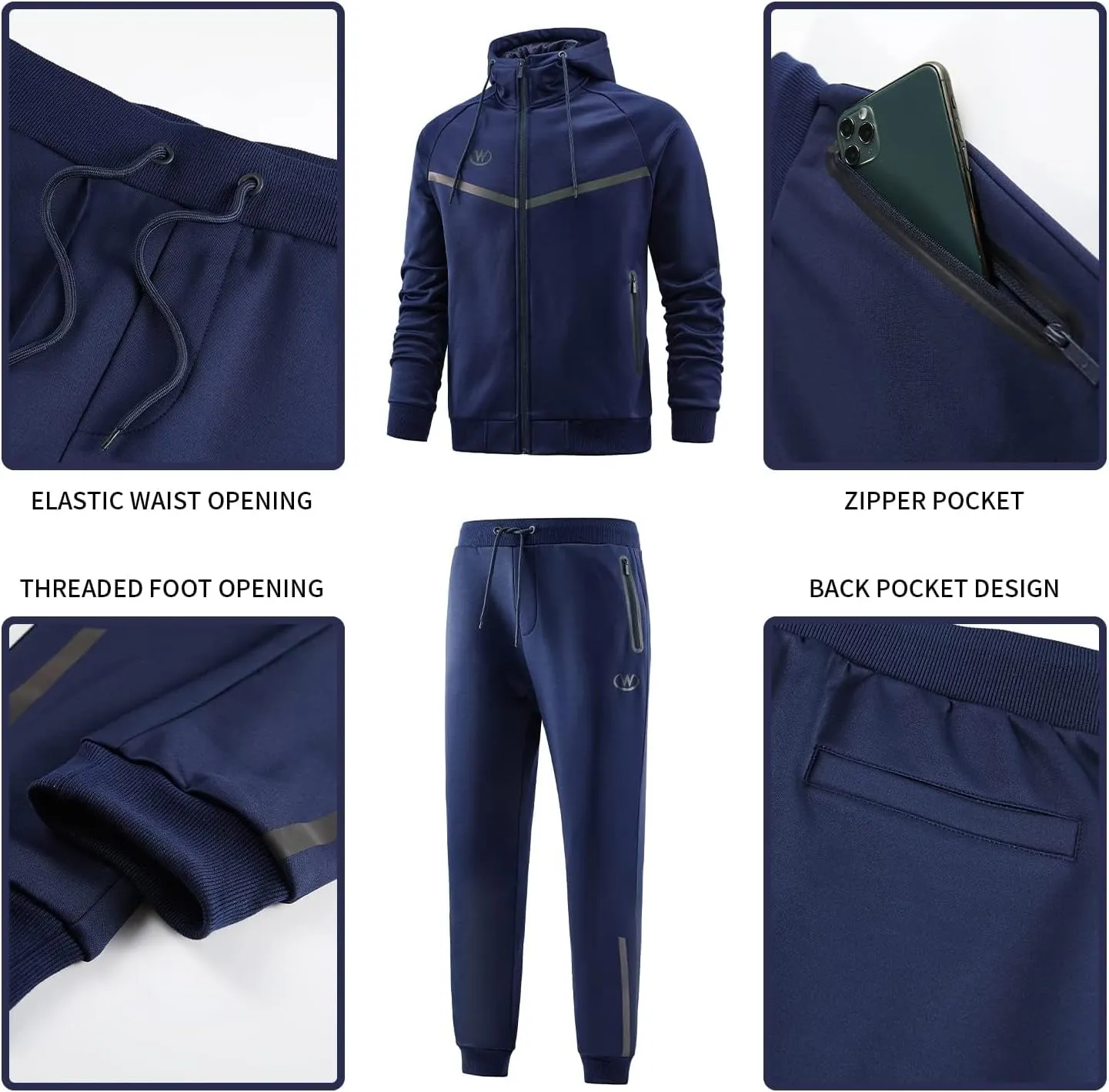 ANOTWENER Mens Tracksuit 2 Piece Hoodie Long Sleeve Full Zip Activewear Jogging Casual Sweatsuit Running Sets for Men