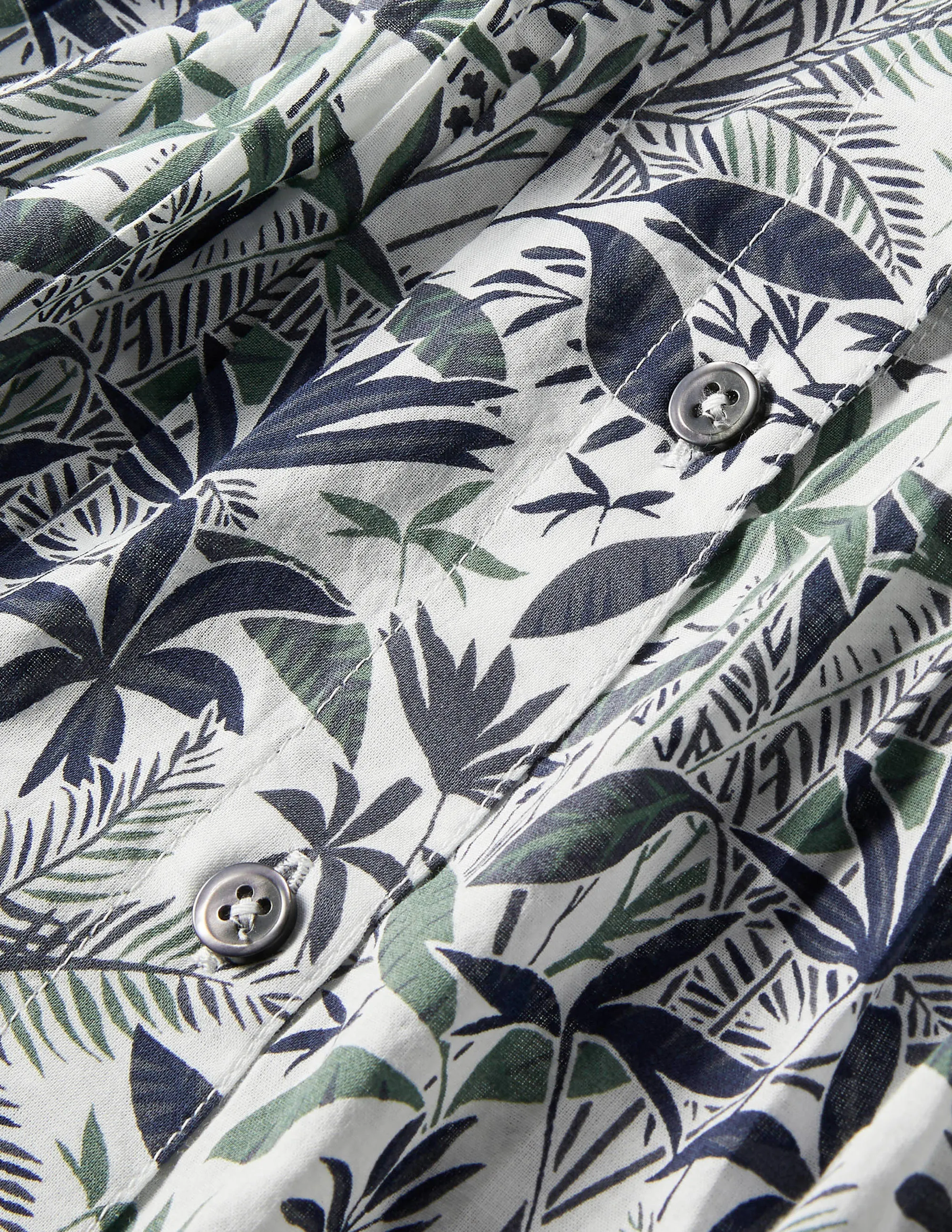 Antonia Cotton Shirt Dress-Ivory, Tropical Palm