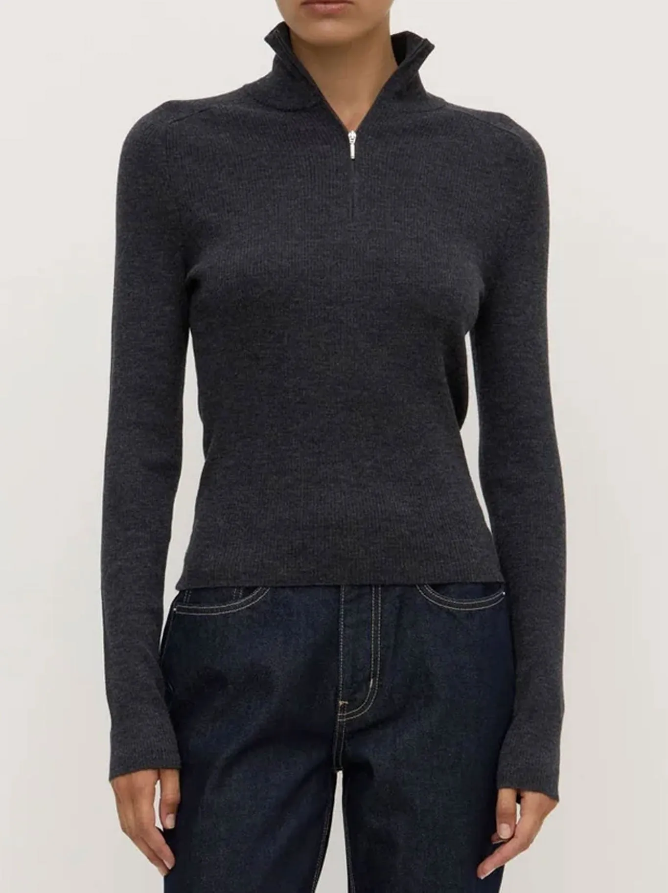 ASSEMBLY LABEL LAINE QUARTER ZIP WOOL KNIT