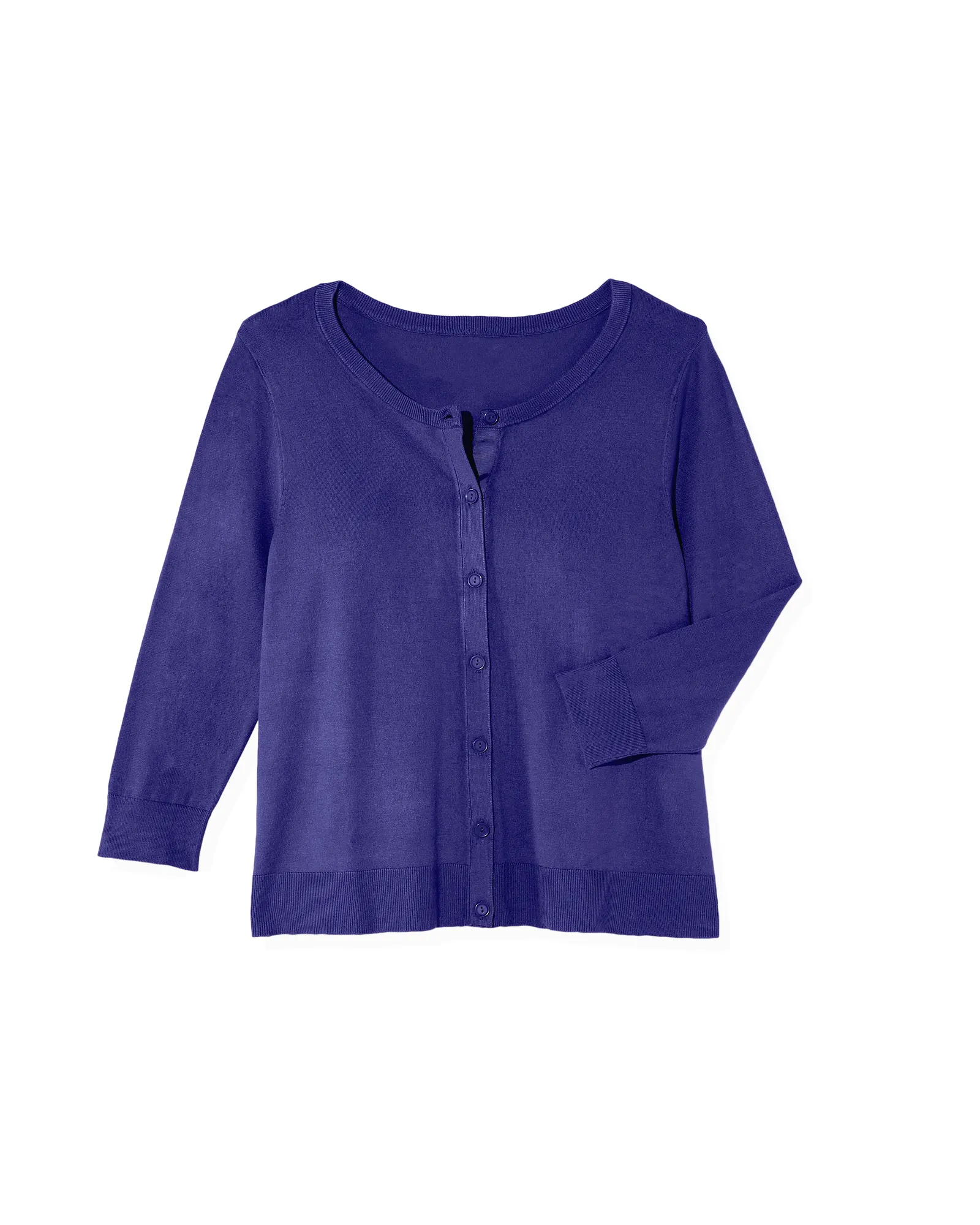 Avery 3/4 Sleeve Crew Neck Cardigan | Royal Blue