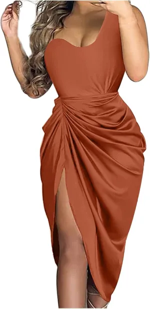 BAXLIMEK Cocktail Dresses for Women,2024 Summer Elegant Sexy Bodycon Wedding Guest Dress,Trendy Irregular Hem Party Dress