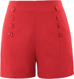 Belle Poque Women High Waist Stretch Sailor Pinup Shorts