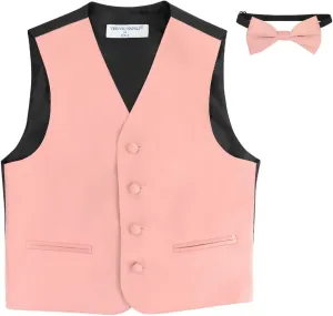 BOY'S Dress Vest & BOW Tie Solid DUSTY PINK Color BowTie Set