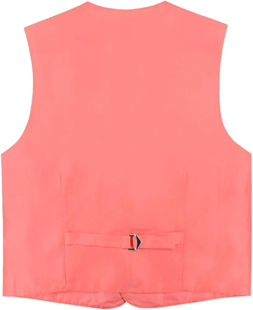 BOY'S Dress Vest & NeckTie Solid PINK Color Neck Tie Set