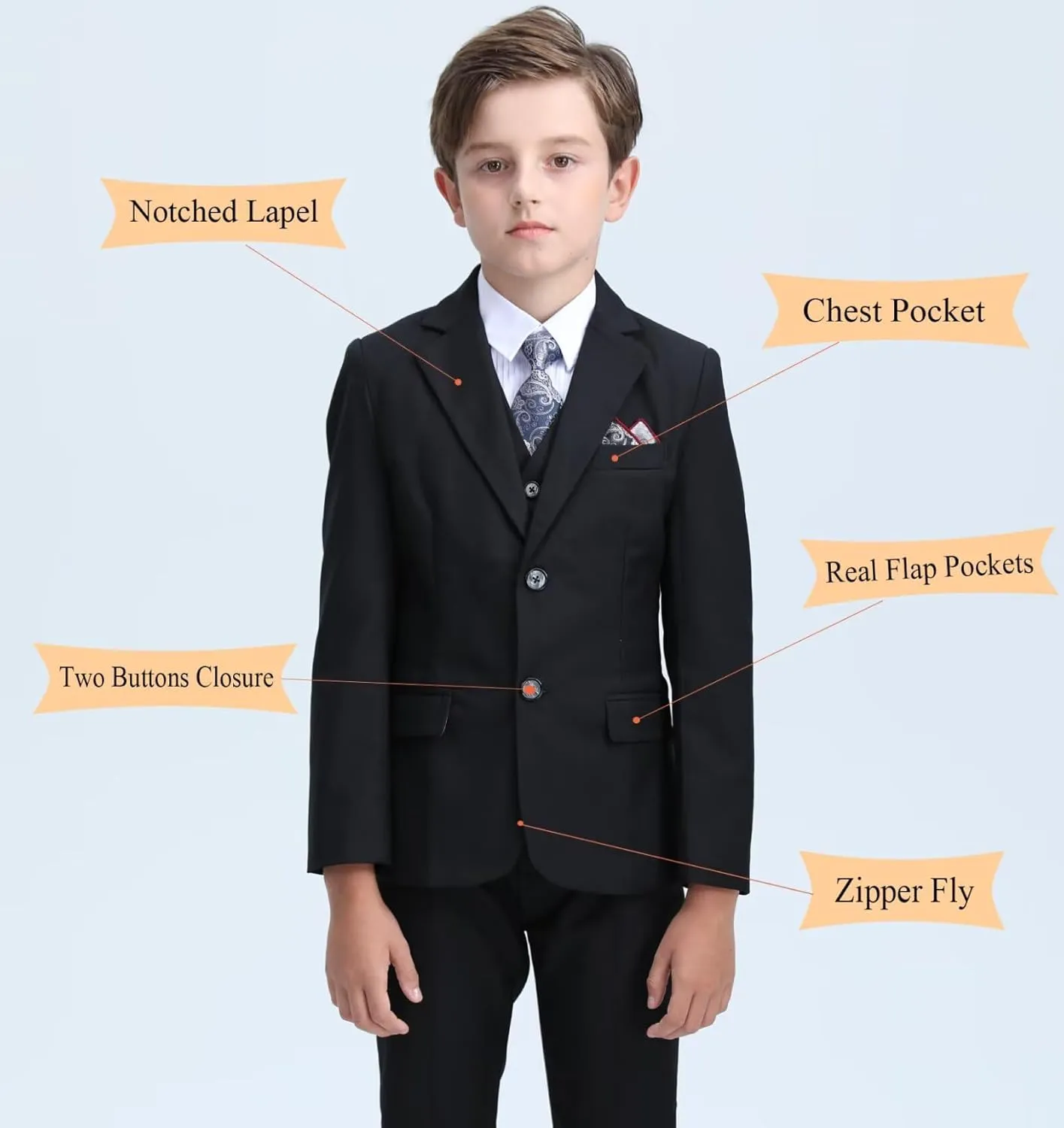 Boys Suits Slim Fit Toddler Tuxedo Suit Set for Teen Boys Communion Dress Clothes Kids Wedding Ring Bearer Outfit