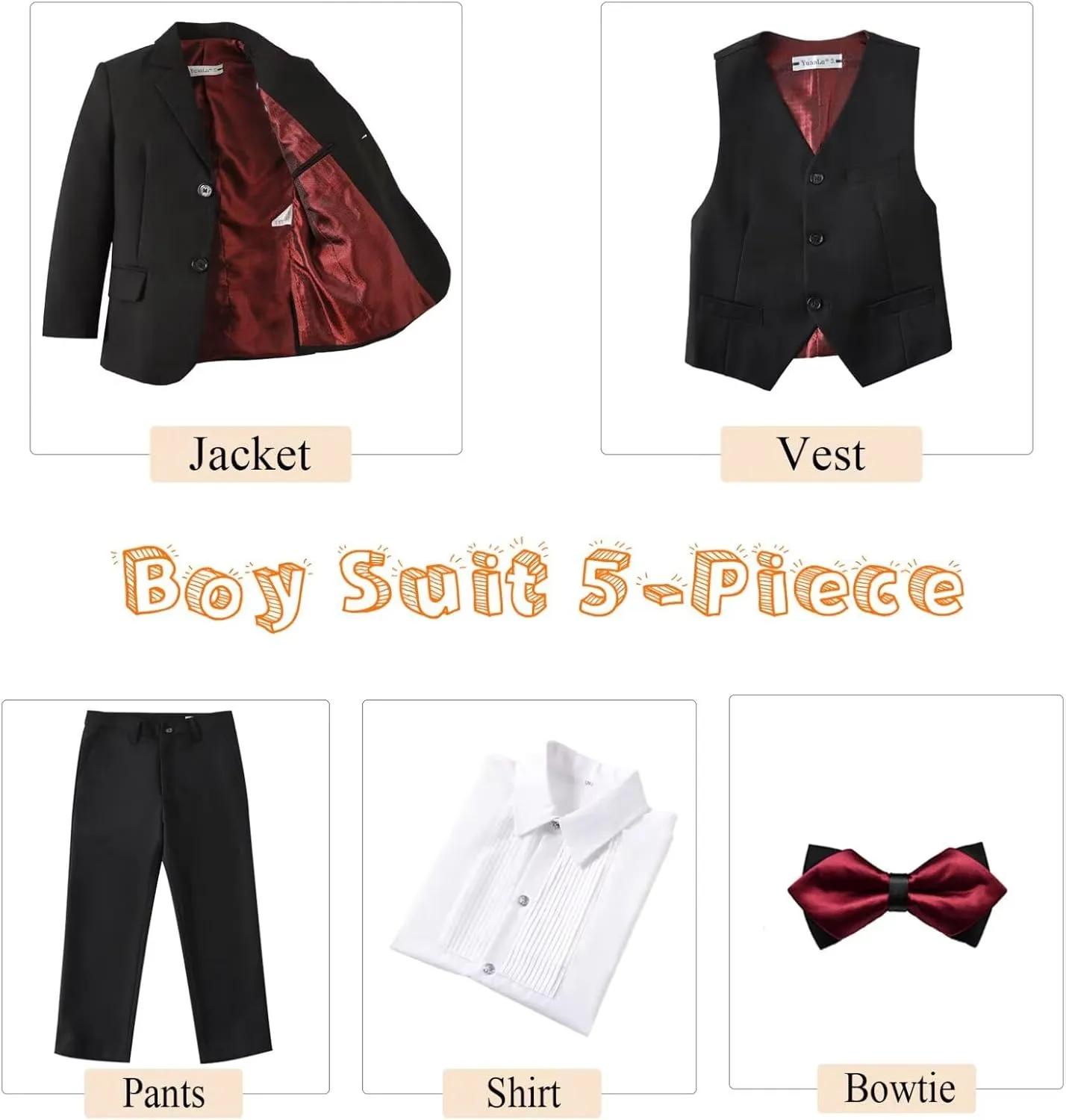 Boys Suits Slim Fit Toddler Tuxedo Suit Set for Teen Boys Communion Dress Clothes Kids Wedding Ring Bearer Outfit