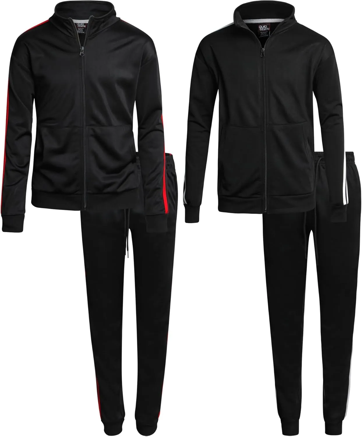 Boys' Tricot Jogger Set - 4 Piece Active Performance Zip-Up Tracksuit Set (Size: 8-18)