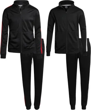 Boys' Tricot Jogger Set - 4 Piece Active Performance Zip-Up Tracksuit Set (Size: 8-18)