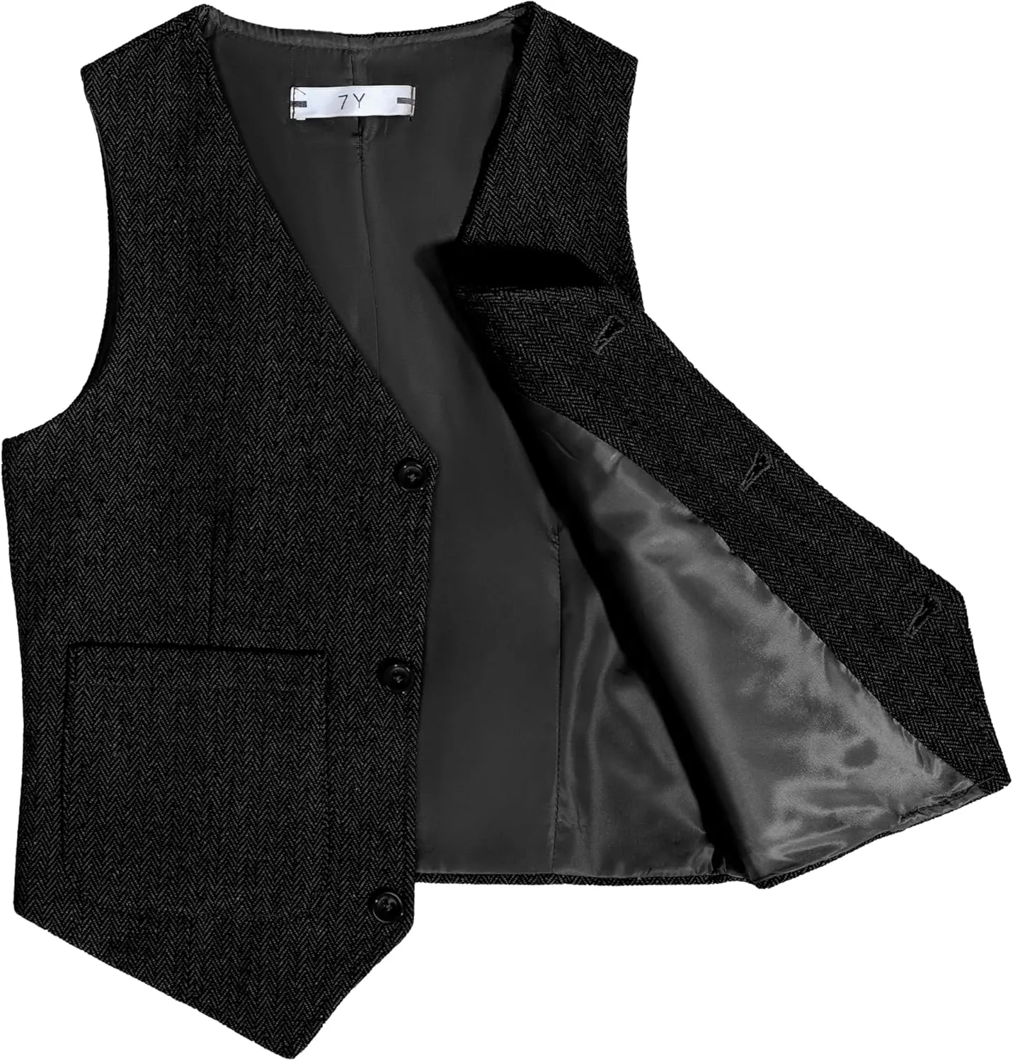 Boys Vest Vintage Tweed Toddler Little Kids Waistcoat with Pocket Sleeveless Slim Fit Casual Vest Outfit