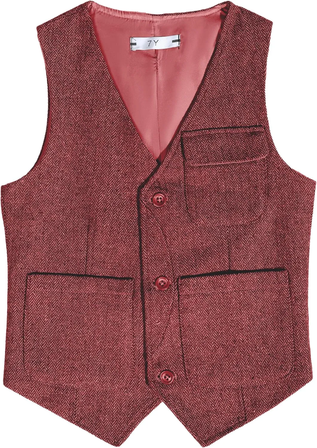 Boys Vest Vintage Tweed Toddler Little Kids Waistcoat with Pocket Sleeveless Slim Fit Casual Vest Outfit