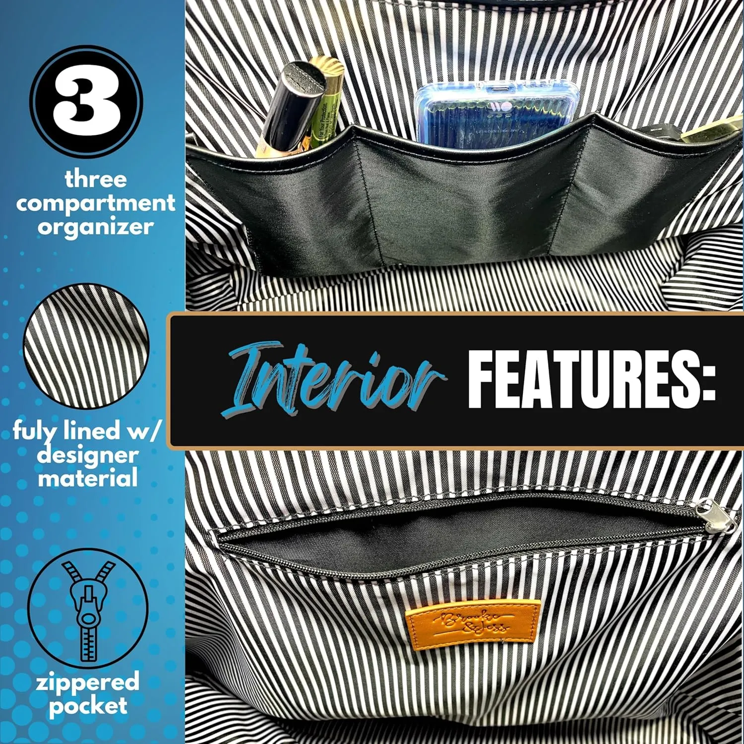 Brooke & Jess Designs Tote Bag for Grandma  Sturdy Canvas Grandma Tote w/Zipper & Inner Pocket Grandma Bag for Everyday Use