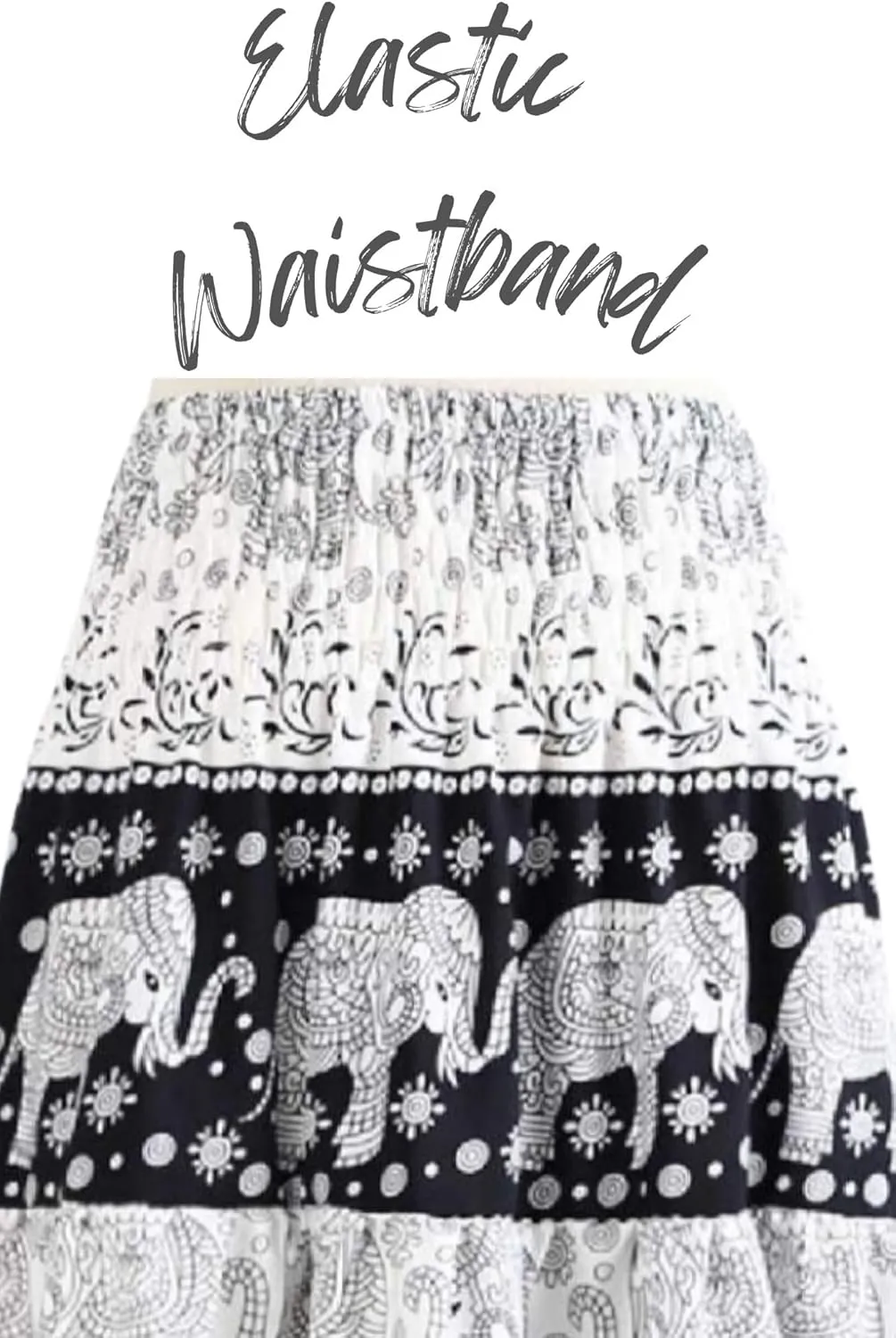 Casual Maxi High Waisted Lightweight Silky Soft Flowy Ruffle Cute Trendy Boho Hippy Long Skirts for Women, Elastic Waistband