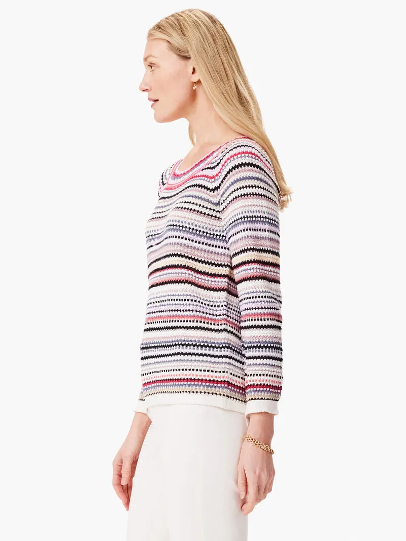 Clare Crochet Crush Sweater in Pink Multi - Nic & Zoe S241130