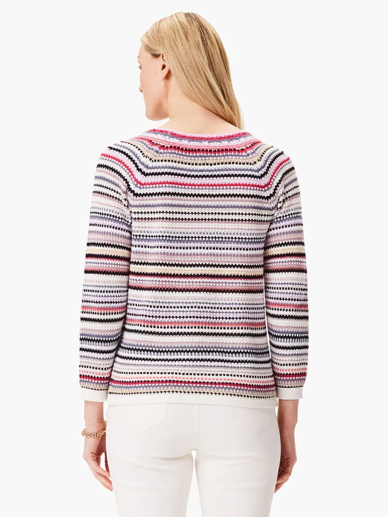 Clare Crochet Crush Sweater in Pink Multi - Nic & Zoe S241130