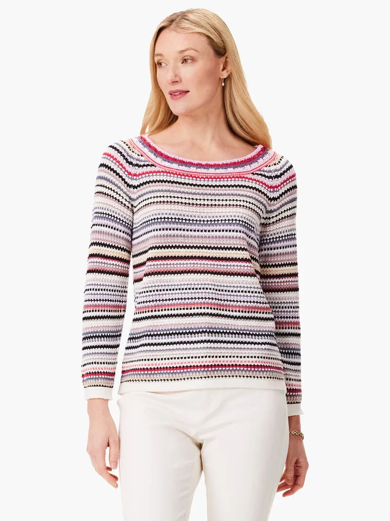 Clare Crochet Crush Sweater in Pink Multi - Nic & Zoe S241130
