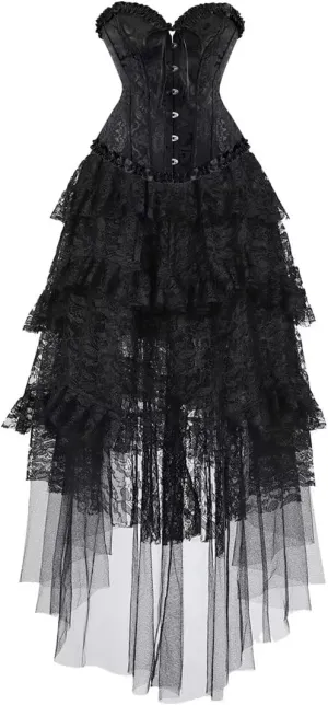 Corset Dress Top Bustier for Women Lace up Brocade Classic Floral Plus Size