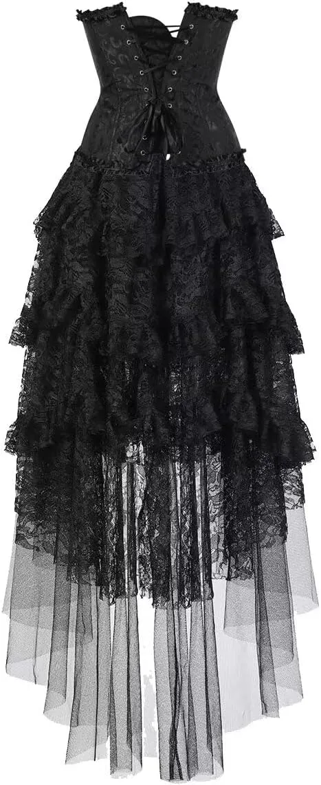 Corset Dress Top Bustier for Women Lace up Brocade Classic Floral Plus Size