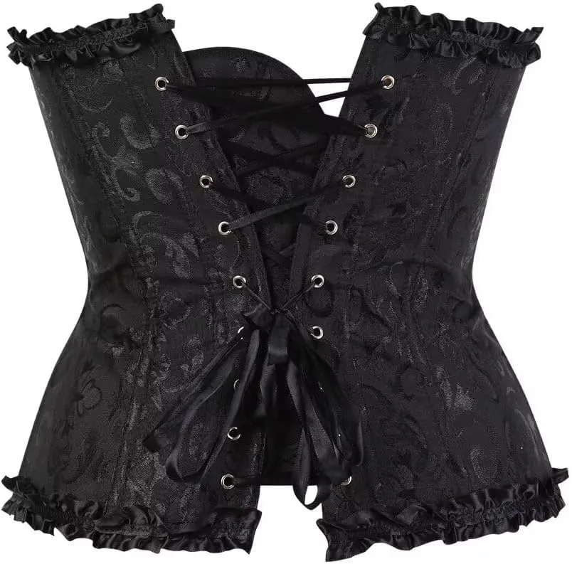 Corset Dress Top Bustier for Women Lace up Brocade Classic Floral Plus Size