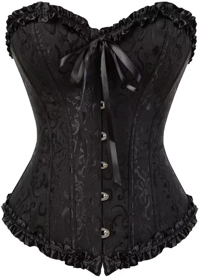 Corset Dress Top Bustier for Women Lace up Brocade Classic Floral Plus Size