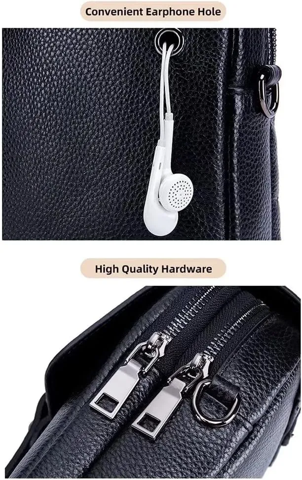 Crossbody Bag for Women Vintage Small Cell Phone Purse Genuine Leather Messenger Shoulder Bag Cash Wallet