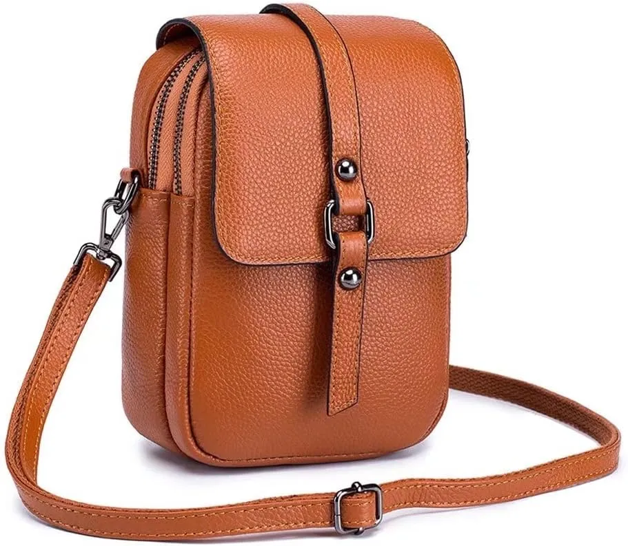 Crossbody Bag for Women Vintage Small Cell Phone Purse Genuine Leather Messenger Shoulder Bag Cash Wallet