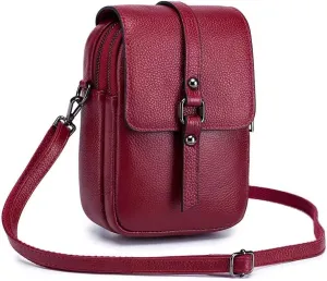 Crossbody Bag for Women Vintage Small Cell Phone Purse Genuine Leather Messenger Shoulder Bag Cash Wallet