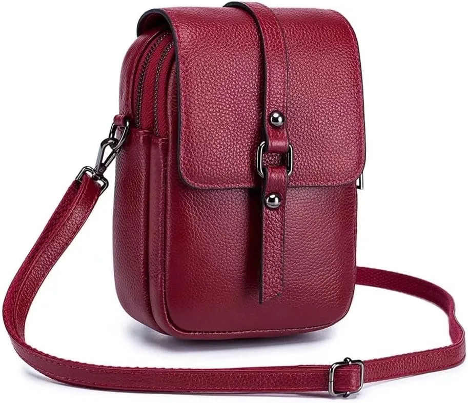 Crossbody Bag for Women Vintage Small Cell Phone Purse Genuine Leather Messenger Shoulder Bag Cash Wallet