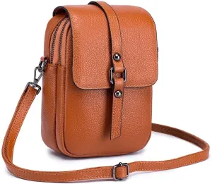Crossbody Bag for Women Vintage Small Cell Phone Purse Genuine Leather Messenger Shoulder Bag Cash Wallet