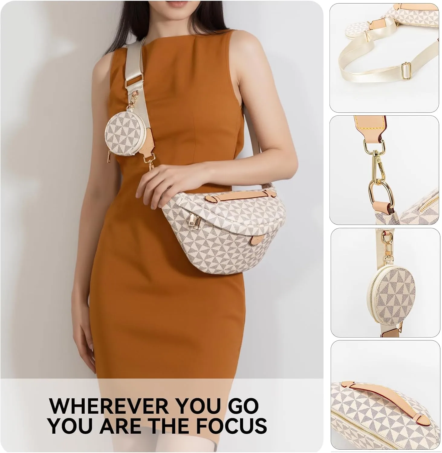 Crossbody Sling Bag Purse for Women,Sling Bag for Women Small Belt Chest Bum Bag Checkered Crossbody bag for Daily Shopping Travel