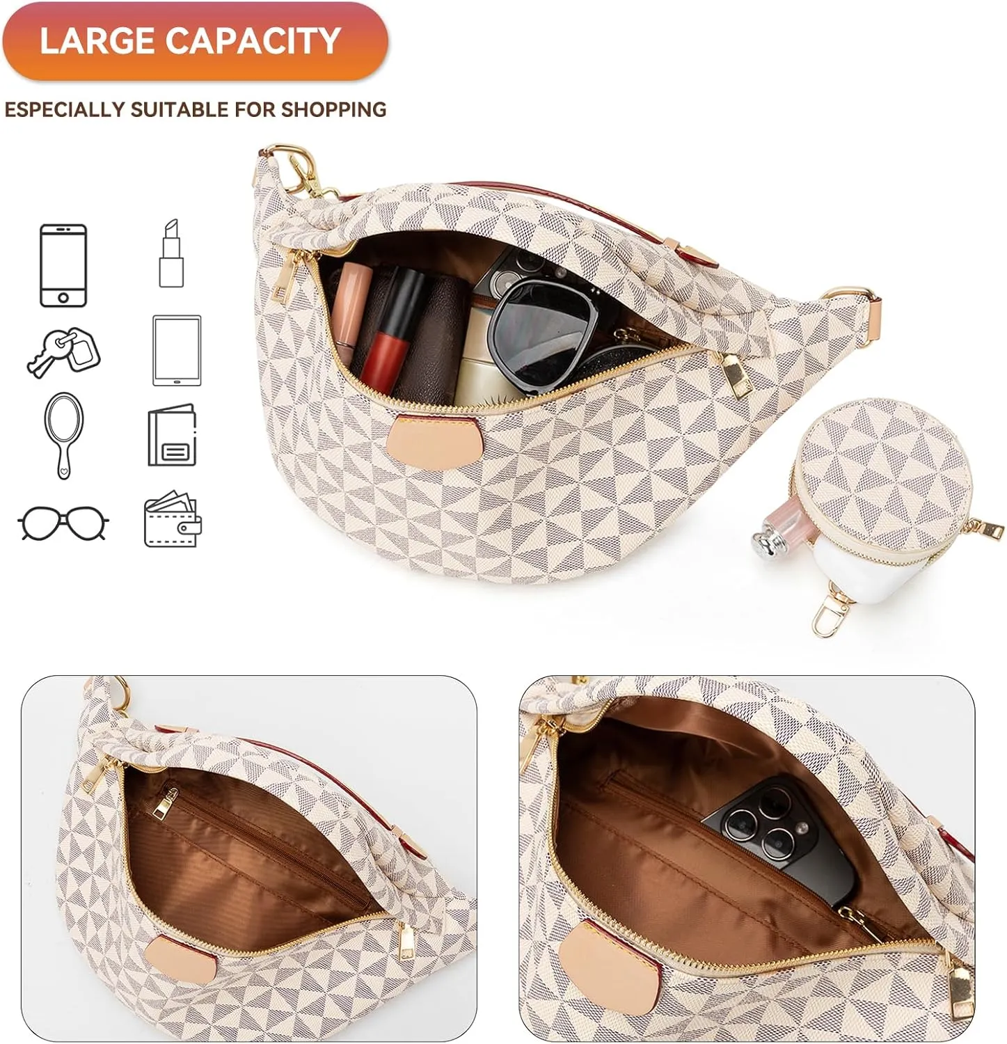 Crossbody Sling Bag Purse for Women,Sling Bag for Women Small Belt Chest Bum Bag Checkered Crossbody bag for Daily Shopping Travel