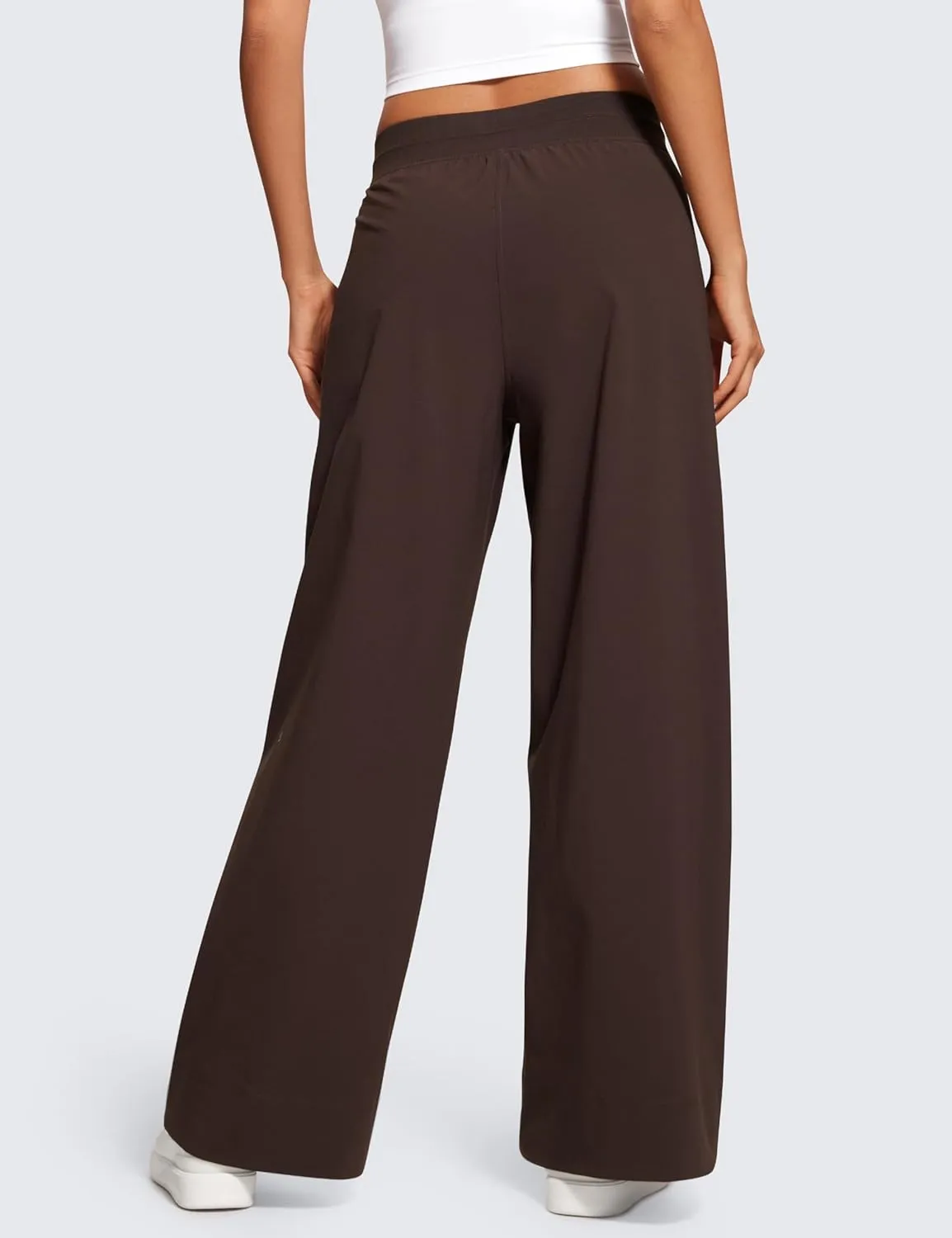 CRZ YOGA Stretch Wide Leg Casual Pants for Women 30" High Waisted Dress Work Water Resistant Travel Trousers