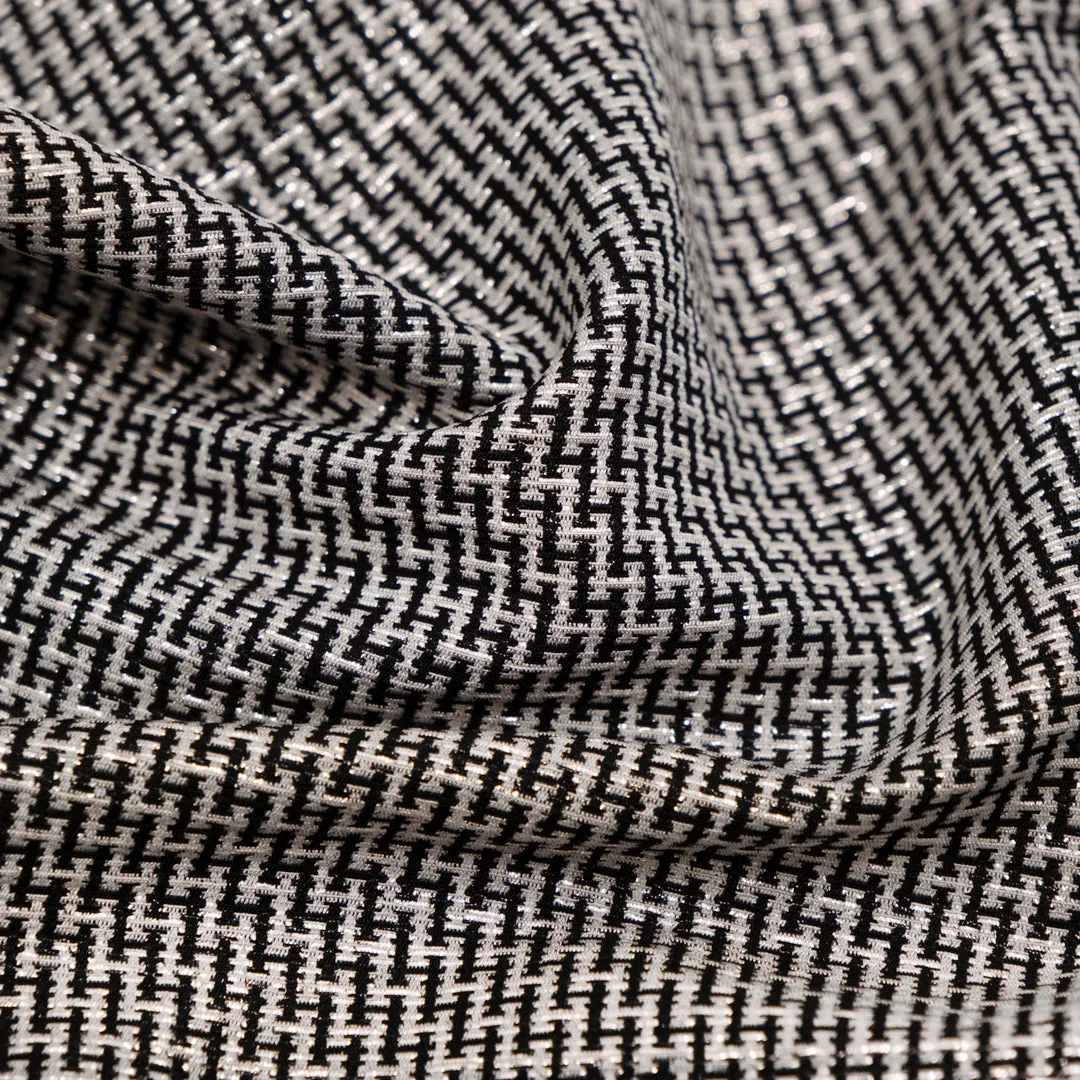 Deadstock Metallic Maze Jacquard - Black/Ivory