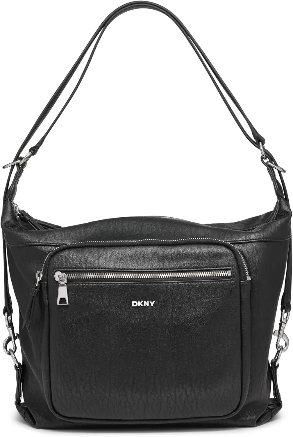 DKNY Shar Hobo Bag, Black/Silver