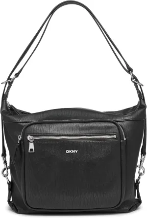 DKNY Shar Hobo Bag, Black/Silver