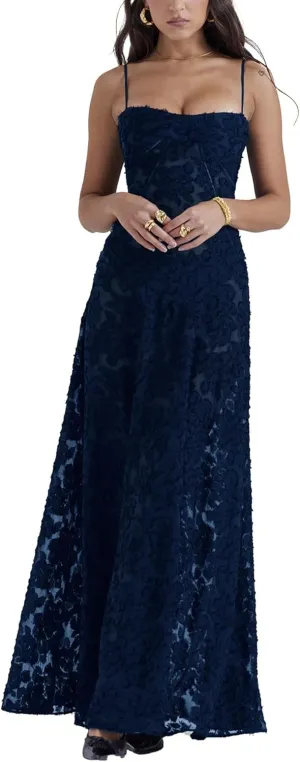ECDAHICC Women's Summer Boho Cowl Neck Floral Cocktail Party Maxi Dresses High Waist Ruffled Beach Sundress