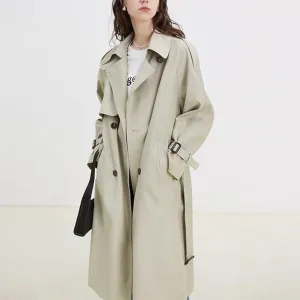 Elegant Long Sleeve Spliced Trench Coat with Pockets