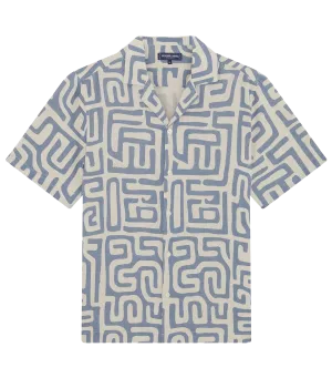 *FINAL SALE* Roberto Linen Short Sleeve Shirt in Denim Blue