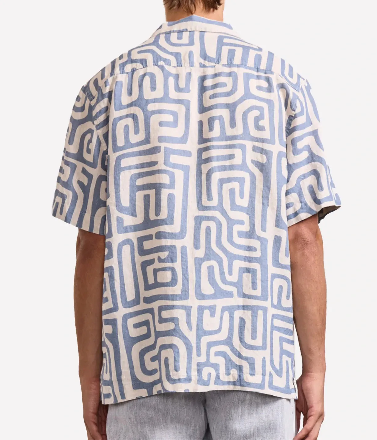 *FINAL SALE* Roberto Linen Short Sleeve Shirt in Denim Blue