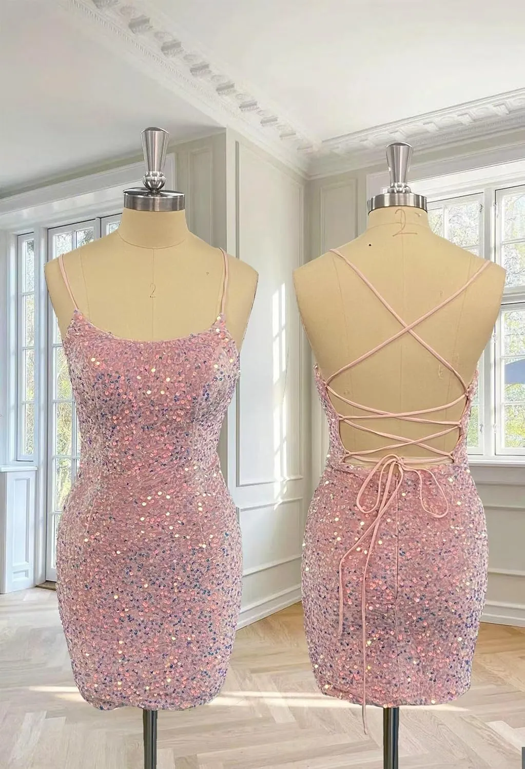 Fivsole Sparkly Short Sequin Homecoming Dress for Teens 2025 HOCO Cocktail Party Mini Dresses