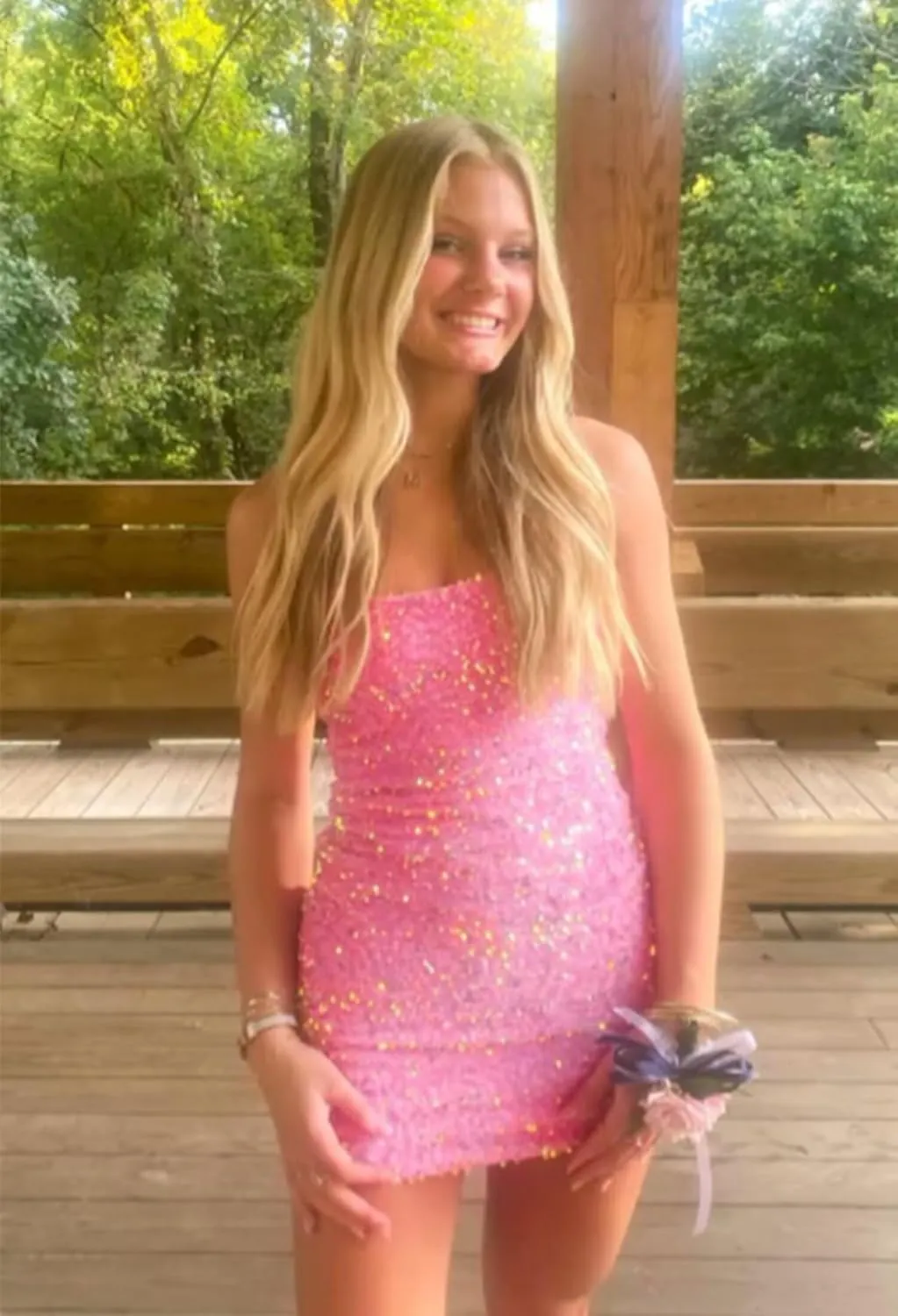 Fivsole Sparkly Short Sequin Homecoming Dress for Teens 2025 HOCO Cocktail Party Mini Dresses