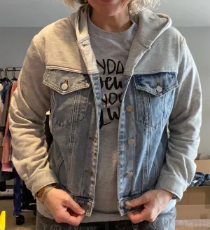French Terry hooded light wash jacket